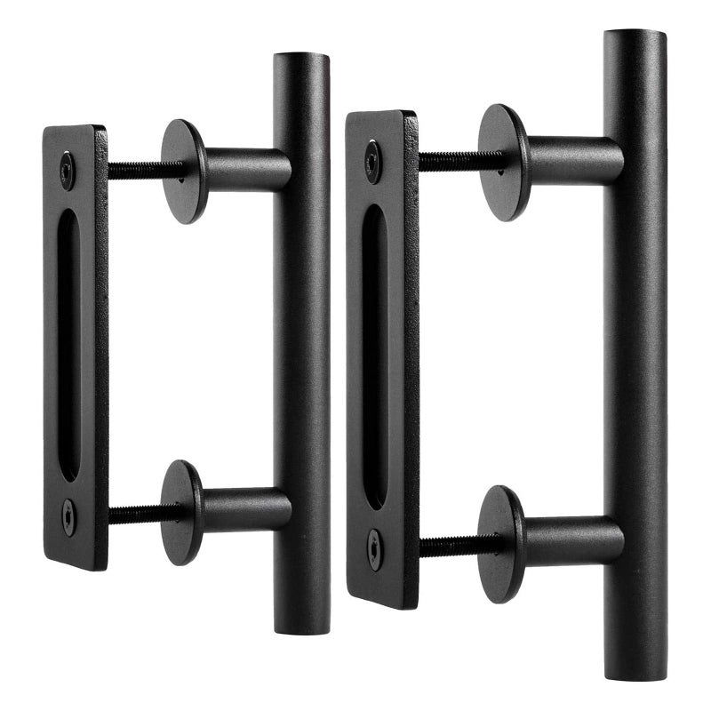 EaseLife 2 Pack 10" Sliding Barn Door Handles and Pulls, Rustic Double Sided Hardware Set, Heavy Duty, Matte Black Powder Coated Finish, Easy Install - Image 1